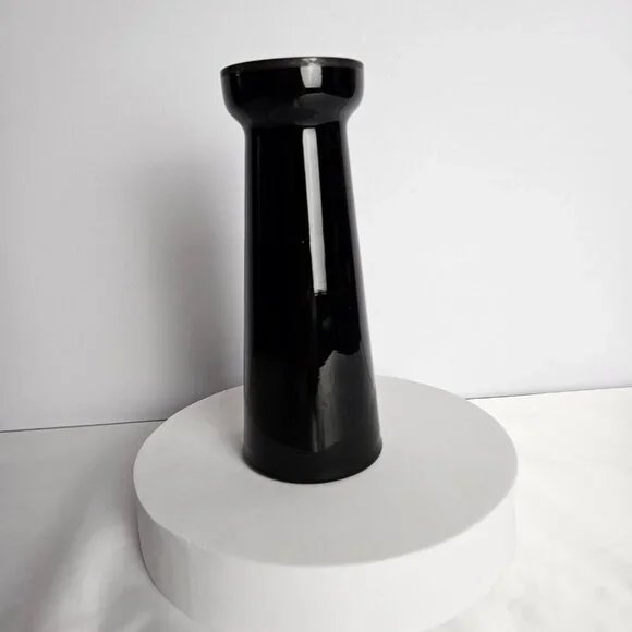 Czechoslovakian Pottery Vase Black Hand-Etched Bird Motif Gloss Finish 6.5"t - Picture 15 of 16